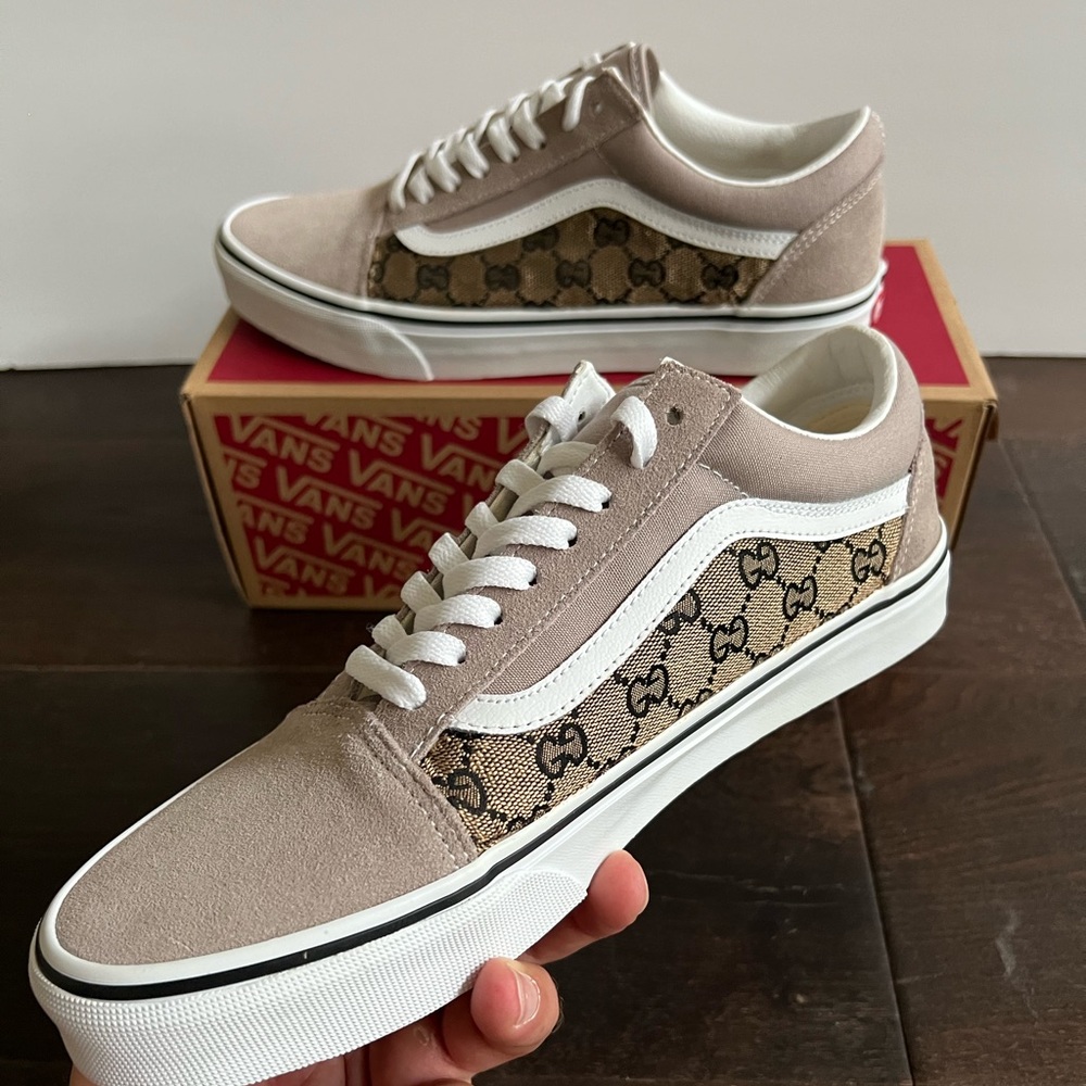 Custom Gucci Vans Hand Stitched Brown GG - Picture 8 of 15